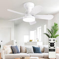 Depuley Small Ceiling Fan with Lights: 28-Inch Flush Mount Fan with Light and Remote - White Low Profile Ceiling Fans Reversible Quiet DC Motor for Bedroom Living Room Indoor Outdoor