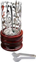 AM Bakhoor Calligraphy Incense Burner - Metalic Resin Cone Holder | Wooden Base | Frankincense Charcoal Burner Mabkhara | Spiritual Gifts for Office & Home Decor (Silver)