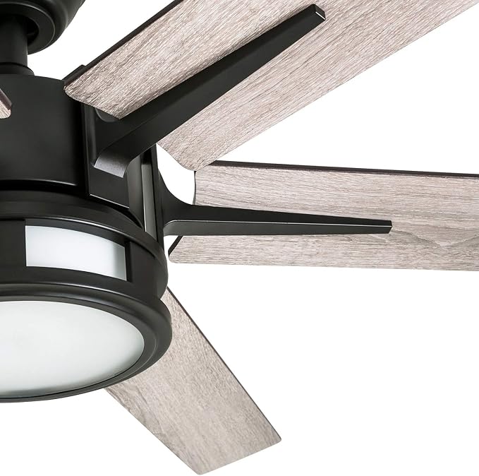 Honeywell Ceiling Fans Kaliza Modern 56 Inch Ceiling Fan with Light, Remote Control Fan, LED Indoor Fan with 6 Blades, Gray Oak and Light Oak Blade Finish Options, Bronze (51036-01)