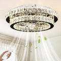 Depuley Modern Ceiling Fan with Lights: 20" Sliver Chandelier Cagd Fan with Remote Control - Modern Crystal Fandelier for Girl's Bedroom Living Room Nursery