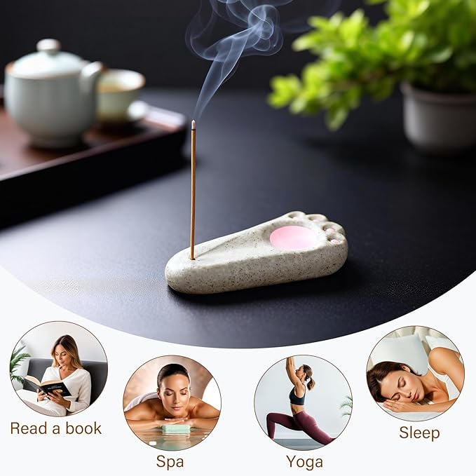 Mougigi Japanese Cute Dog Paw Ceramic Incense Holder - Handmade Mini Incense Stick Burner Tray for Patchouli/Sandalwood Incense, Home Decor, Yoga, Spa, Zen Altar & Meditation - Gift for Women