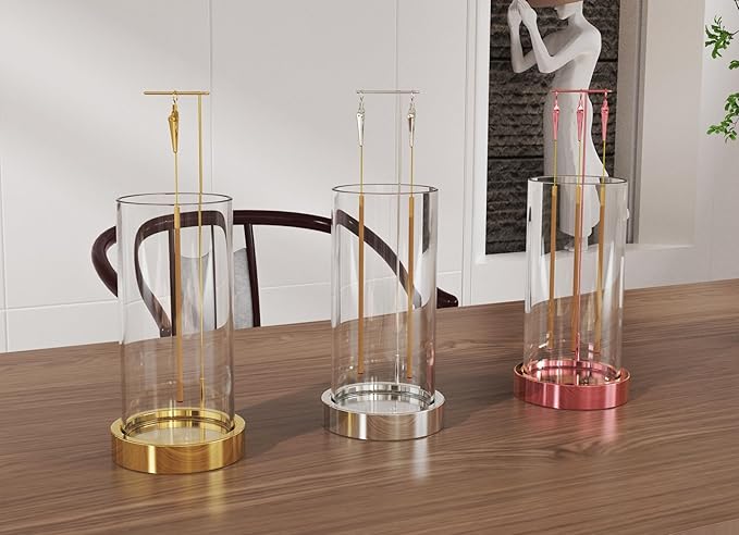Incense Holder Ash Catcher - Upside Down Glass Incense Holder for Sticks, Reverse Inverted Anti Ash No Mess Insence-Stick Holder, Modern Metal Decorative Vertical Incense Burner, Rose Gold
