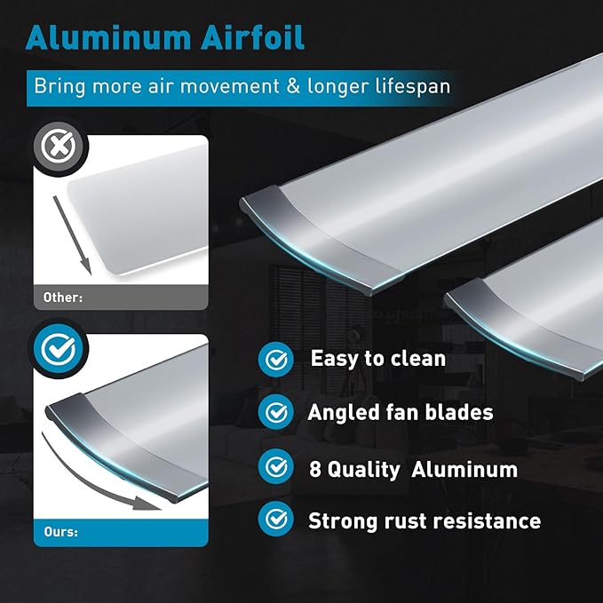 72 lnch lndustrial Smart Celing Fan with Light and Remote Control via WIFI Alexa,Large Celing Fan with 8 Brushed Nickel Aluminum Blades,6 Speed Noiseless DC Motor Indoor Outdoor Ceiling Fans for Patio
