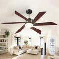 Passky Ceiling Fans with Lights, 52 inch Ceiling Fan with Light and Remote Control, 3CCT, Dimmable, Reversible, Noiseless, Black Contemporary Ceiling Fan for Bedroom, Living Room