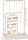 ProCase Jewelry Stand Holder Organizer and Storage, Champagne (No-Assembly) | Rotating Earring Bracelet Holder Storage, Hanging Jewelry Display Velvet Ring Tray, Teen Girls Birthday Gifts Room Dorm Decor