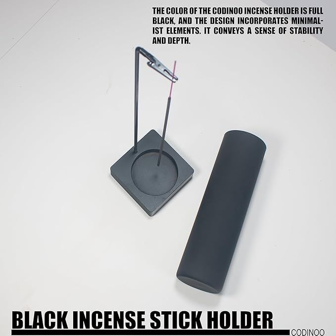 Incense Holder for Sticks,Incense Burner Holder,Modern Incense Holder for Stick with Glass Ash Catcher,Insence-Stick Holder [Anti-Ash Flying] for Yoga Spa (Upside Down Full Black)