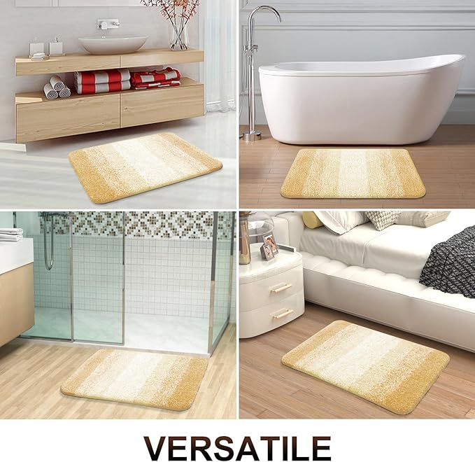 OLANLY Bathroom Rugs Mat 36x24, Extra Soft Absorbent Microfiber Bath Rug, Rubber Backing, Quick Dry, Machine Washable Bath Mats for Bathroom Floor, Tub and Shower, Home Decor Accessories, Light Yellow