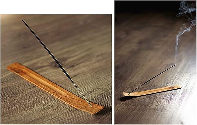 TRENDBOX 100pcs Handmade Plain Wood Wooden Incense Stick Holder Burner Ash Catcher Natural Design Buddhist