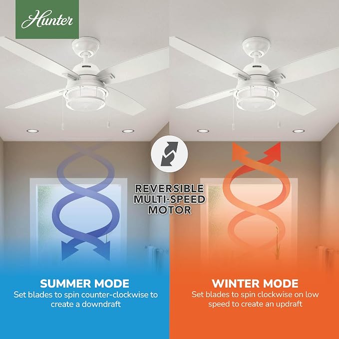 Hunter Ocala, Outdoor or Indoor, Ceiling Fan, Rustic, 52 inch, Fresh White