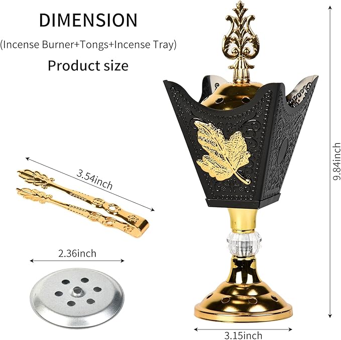Incense Holder - Fire-Safe with Easy-to-Remove Lid, Elegantly Decorated with Flower Patterns, Suitable for Home & Office, Option (H003)