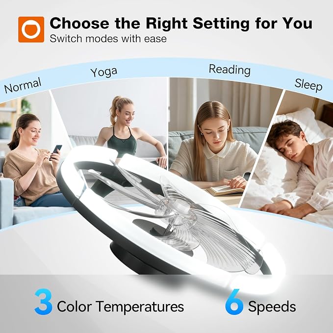 addlon Ceiling Fans with Lights and Remote, 20'' Low Profile Ceiling Fans, 3000-6000K Dimmable Modern Flush Mount LED Fan Light, Fandelier Ceiling Fan for Bedroom, Kitchen, Living Room