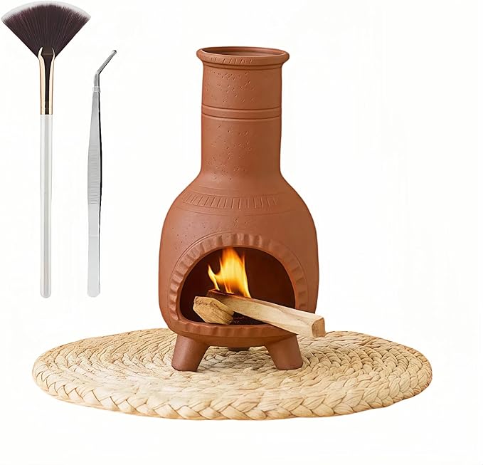 Handmade Terracotta Palo Santo Holder – Suitable for Burning Sage & Palo Santo - Mexican-Style Chimney Incense Burner, an Incense Burner for Spiritual Meditation, Yoga or Home Decoration