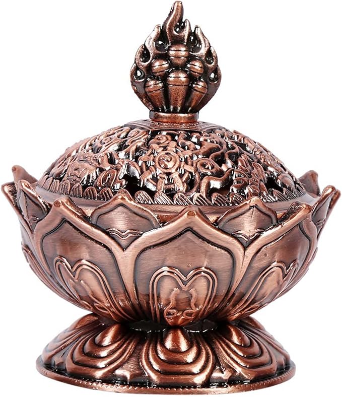 Classic Lotu Incense Burner, Vintage Cone Incense Holder, Charcoal Incenses Burner for Stick and Cone Incenses, for Meditation Yoga 2.71x2.76inch / 6.9x7cm