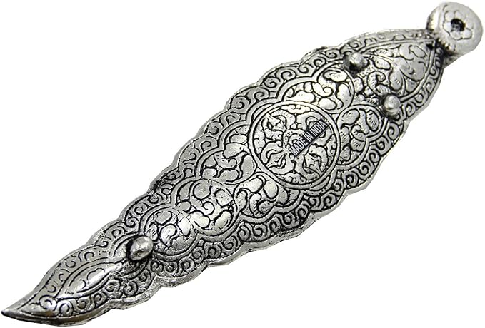 Leaf Shaped Incense Stick Holder Handcrafted in Aluminum with Miniature Figures (Ganesha)