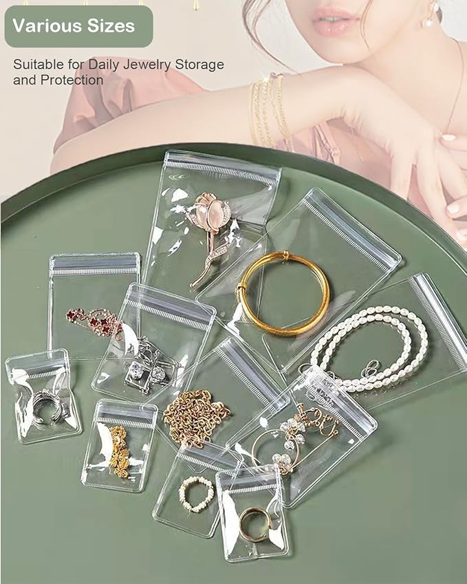 HomePekite 4 In 1 Acrylic Jewelry Organizers and Storage with 60 Portable Anti Tarnish Jewelry Bags, Clear Jewelry Box Organizer, Travel Jewelry Case for Earrings/Rings/Necklaces for Women Girls