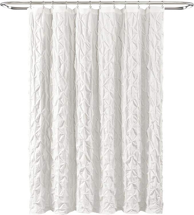 Lush Decor Ravello Pintuck Shower Curtain, 72" W x 72" L, White - Luxe Pintuck Embellishment - Chic Textured Design - Traditional Glam & Farmhouse Bathroom Decor