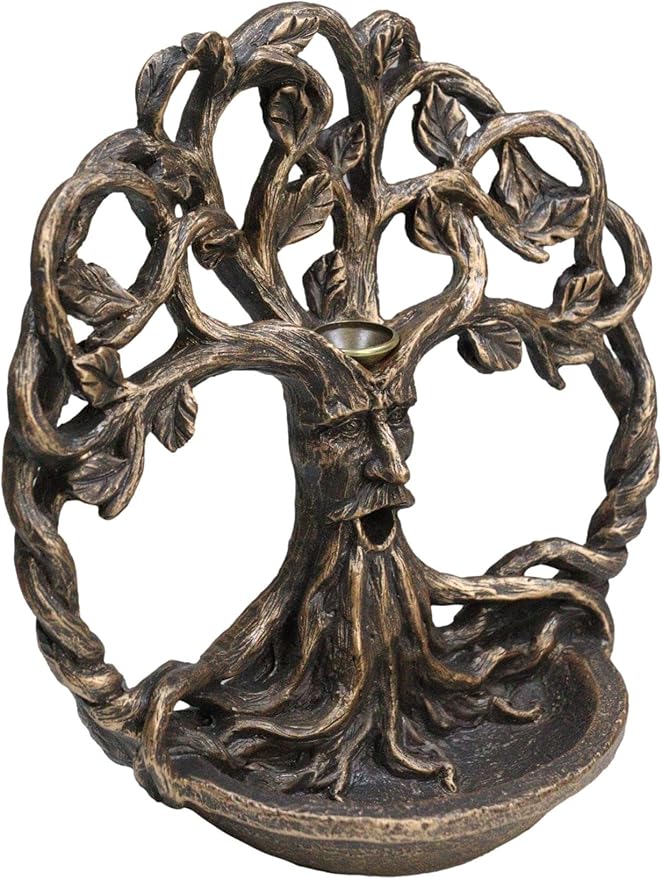 Ebros Gift Ethereal Forest Celtic Greenman Ent Tree of Life Backflow Incense Cone Burner Aroma Scent Figurine Mystical Earth Nature Deity