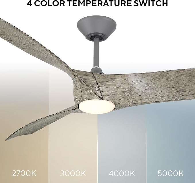 Modern Forms Zephyr 3 Blade 72 in. Indoor and Outdoor Smart Downrod Ceiling Fan with Remote Control - Integrated LED Selectable 4CCT 2700K-3000K-4000K-5000K - Graphite/Weathered Wood