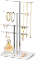 pickpiff Silver Jewelry Organizer: 14.5" Sturdy Stand for 80 Pcs Jewelry
