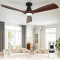 Depuley 52-Inch Ceiling Fans with Lights: Walnut 3 Blade Flush Mount Low Profile Ceiling Fan for Bedroom - Dimmable Indoor Outdoor Fan with Remote Control Ultra Quiet DC Motor Timer