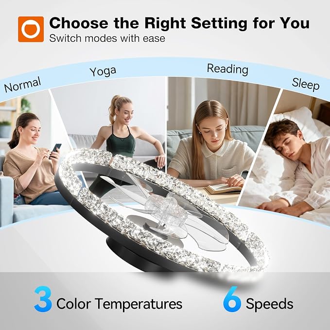 addlon 2 Pack Ceiling Fans with Lights and Remote, 20'' Low Profile Ceiling Fans, 3000-6000K Dimmable Modern Flush Mount LED Fan Light, Fandelier Ceiling Fan for Bedroom, Kitchen, Living Room