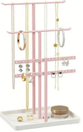 pickpiff Pink Jewelry Organizer: 14.5" Sturdy Stand for 80 Pcs Jewelry