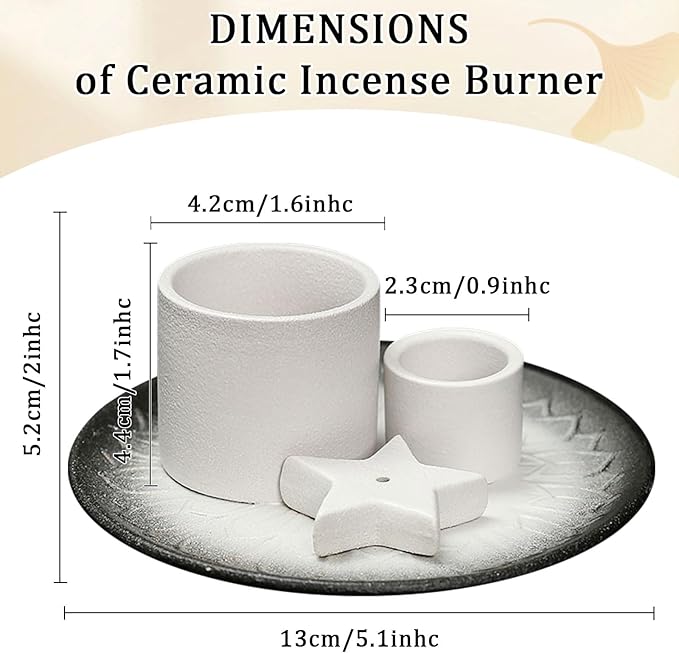 Comeon Palo Santo Holder, Backflow Incense Burner Holder Candle Holder Sage Burner Holder for Burning, Ceramic Incense Holder for Sticks for Meditation Yoga Room