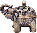 Hourwof Metal Elephant Incense Holder,Vintage Cone Coil Incense Burner with Lid,Ash Catcher,Aromatherapy Ornament Home Office Decor,Bronze