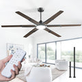 Amico Ceiling Fans with Lights and Remote, 72 Inch Walnut Indoor/Outdoor Ceiling Fan with 6 Speed, Reversible DC Motor, 3CCT, Dimmable, Noiseless modern ceiling fan for Bedroom, Living Room, Patio