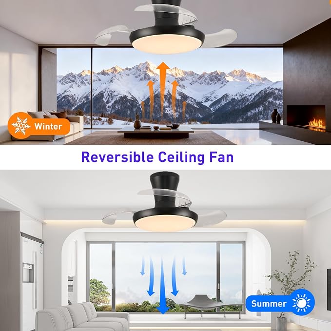 30" RGB Chandelier Fan, Black Modern Fandelier,Dimmable LED Ceiling Fan with Light,6-Speed Reversible,Remote APP Control,for Bedroom Living Room