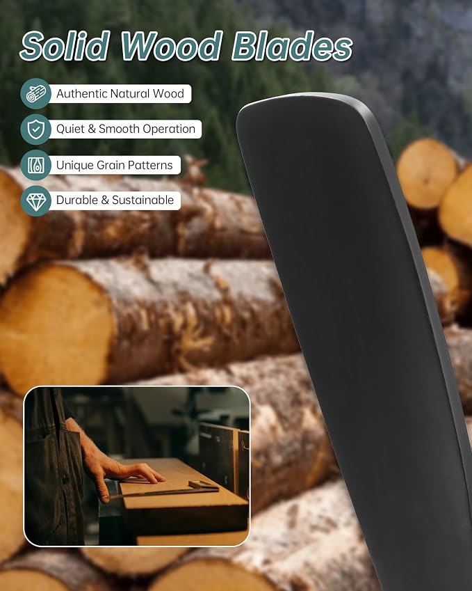 Sofucor 52 Inch Smart Ceiling Fan Without Lights Flush Mount Solid Wood Ceiling Fan with Alexa/Google Assistant/APP/Remote Control-Modern Outdoor Ceiling Fans No Light for Bedroom/Patio, Black Gold