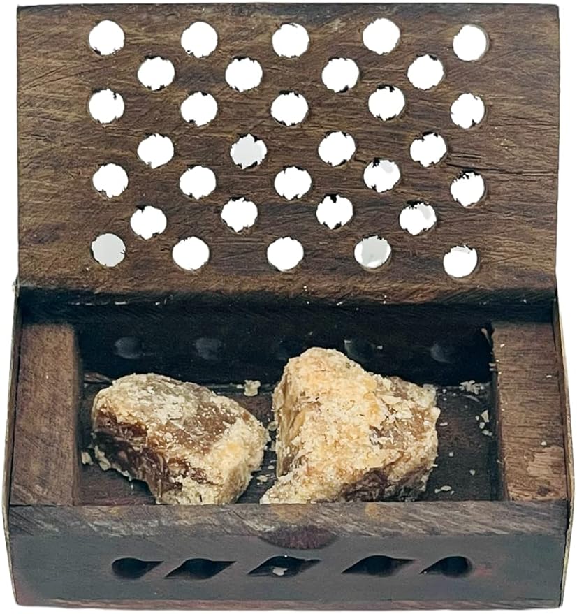 Golden Amber 10 Grams with Wooden Box for Purification, Meditation, Luck and Love