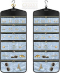 CHICECO Hanging Jewelry Organizer With Zippered Pockets,40 Pockets Travel Jewelry Organizer Storage for Cloest,Wall,Door (Blue)