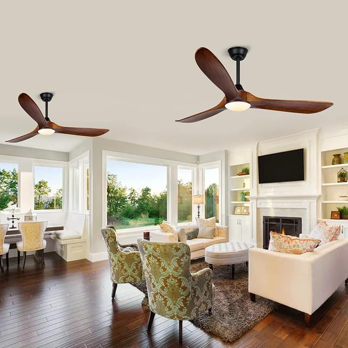 Farmhouse Ceiling Fans with Lights, 60 inch Outdoor Ceiling Fan for Patios with Light, 3 Blades Wood Ceiling Fan Damp Rated Large Airflow Commercial Ceiling Fans for Exterior House Porch Gazebo