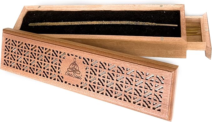 Bamboo Ash Catcher & Incense Burner Holder, Wooden Incense Holder for Incense Sticks with Storage Drawer, OneSoul Collection