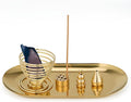 Palo Santo Holder and Sage Burner for Smudging, 5-in-1 Brass Incense Holder for Sticks Cones Coils, 6.9" Extended Ash Catcher Tray for Meditation Yoga, Gift for Spiritual Room Decor