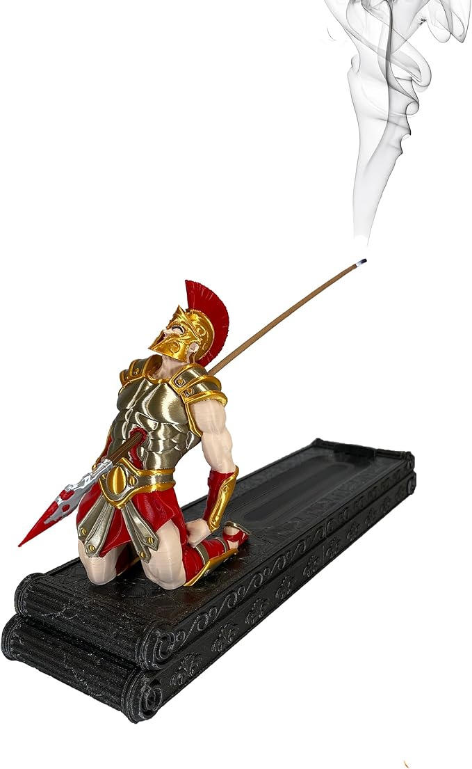 Roman Warrior Incense Holder & Ashtray Box – Ancient Greek Spartan Decor Statue Incense Burner with Historical Warrior Aesthetic, an Artifact of Ancient Betrayal and Valor