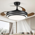 FIDGRA 48 Inch Fandelier Ceiling Fan with Light, Retractable Ceiling Fan with Lights for Bedroom Living Room Dinning Room, Chandelier with Fan 6 Speed, 3 Color Temperature-Black