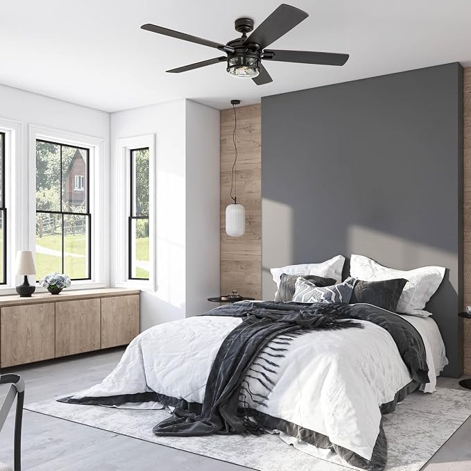 Honeywell Bonterra 52 Inch Ceiling Fan with LED Light and Remote Control, 5 Blades, Modern Fan for Rooms Over 400 Sq Ft, Matte Black