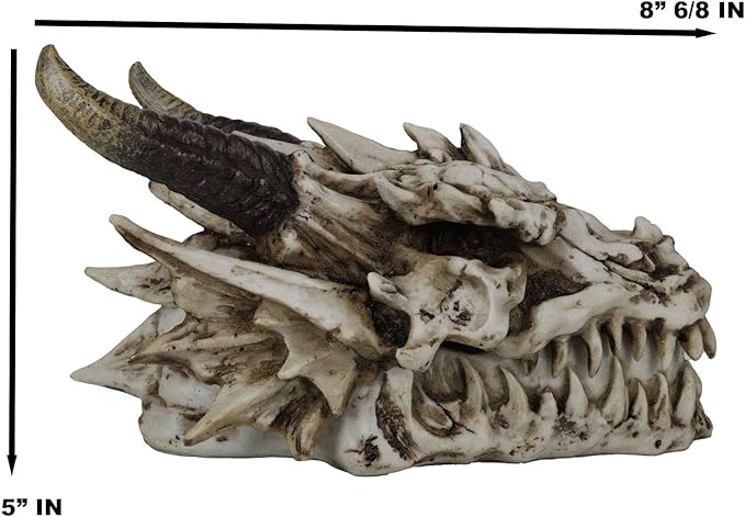 Ebros Gift 9" Long Smoking Nostrils and Eyes Bone Skeleton Fossil Dragon Skull 'Stryker' Incense Stick Burner Sculptural Box Statue Home Aromatherapy Decorative for Dungeons and Dragons GOT Fans
