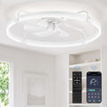 LEDIARY 30" Ceiling Fans with Lights and Remote, Low Profile Led Fan Light | Stepless Dimmable Fandelier, 6 Wind Speeds, Remote and APP Control, Flush Mount Ceiling Fan for Bedroom, Living Room, White