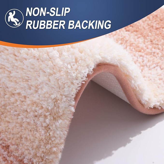 OLANLY Bathroom Runner Rugs Mat 47x24, Extra Soft Absorbent Microfiber Bath Rugs, Rubber Backing, Quick Dry, Washable Long Bath Mats for Bathroom Floor, Tub and Shower, Home Decor Accessories, Peach