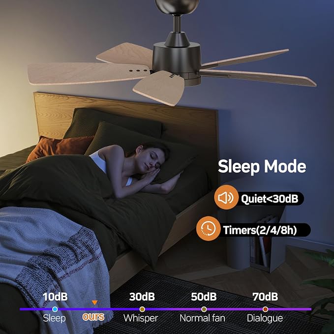 TALOYA 42 Inch Ceiling Fans with Lights Led Remote Control Low Profile Flush Mount for Bedroom Home Outdoor Patio Living Room,3 Color Temperatures,Dimmable,DC Motor,Reversible,5 Blades,Black Walnut