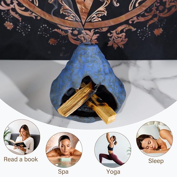 MOUGIGI Palo Santo Incense Holder and Burner - Zongzi Modeling Smudge Bowl | Sage Cone Burner Holder & Chiminea Incense Dish Ideal for Energy Cleansing, Yoga, Meditation,Zen,Altar Decor & Aromatherapy