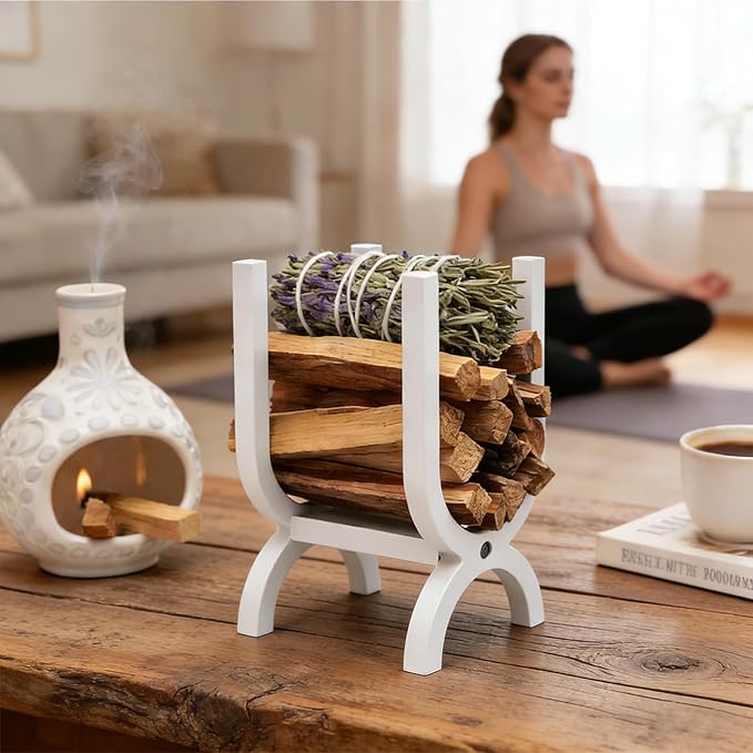 Palo Santo Holder Wooden White,Incense Storage Perfect for Palo Santo Sticks and Sage, Ideal for use in Meditation,Yoga SPA, Aromatherapy.