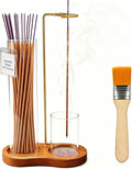 Anti Ash Incense Holder with Glass Ash Catcher, Vertical No Mess Incense Burner for Stick, Wooden Modern Design for Meditation Yoga Home Decor(Incense Sticks Not Included)