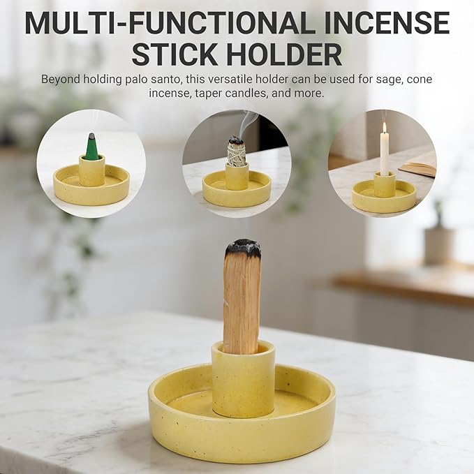 Palo Santo Holder, Ceramic Incense Stick Holder, Sage Holder for Yoga, Meditation, and Energy Cleansing, Unique Ceramic Incense Holder Gift for Palo Santo Sticks (Yellow)