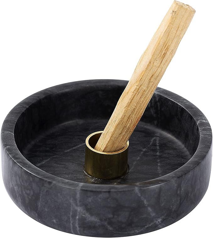 Palo Santo Holder, Natural Marble Incense Burner for Palo Santo Sticks, Handmade Palo Santo Wood Incense Stick Holder(Natural Black)