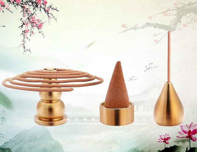 Brass Incense Burner, Incense Cone Holder, Coil Incense Holder, Incense Stick Holder, 3 Styles.