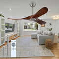 42 Inch Ceiling Fan Without Lights,Deep Walnut Ceiling Fans,Quiet DC Motor,Wooden Ceiling Fan,2 Downrods,Timer, 6-Speed for Living Room,Bedroom,Dining Room,Patio,Porch(Brushed Nickel+Dark Walnut)